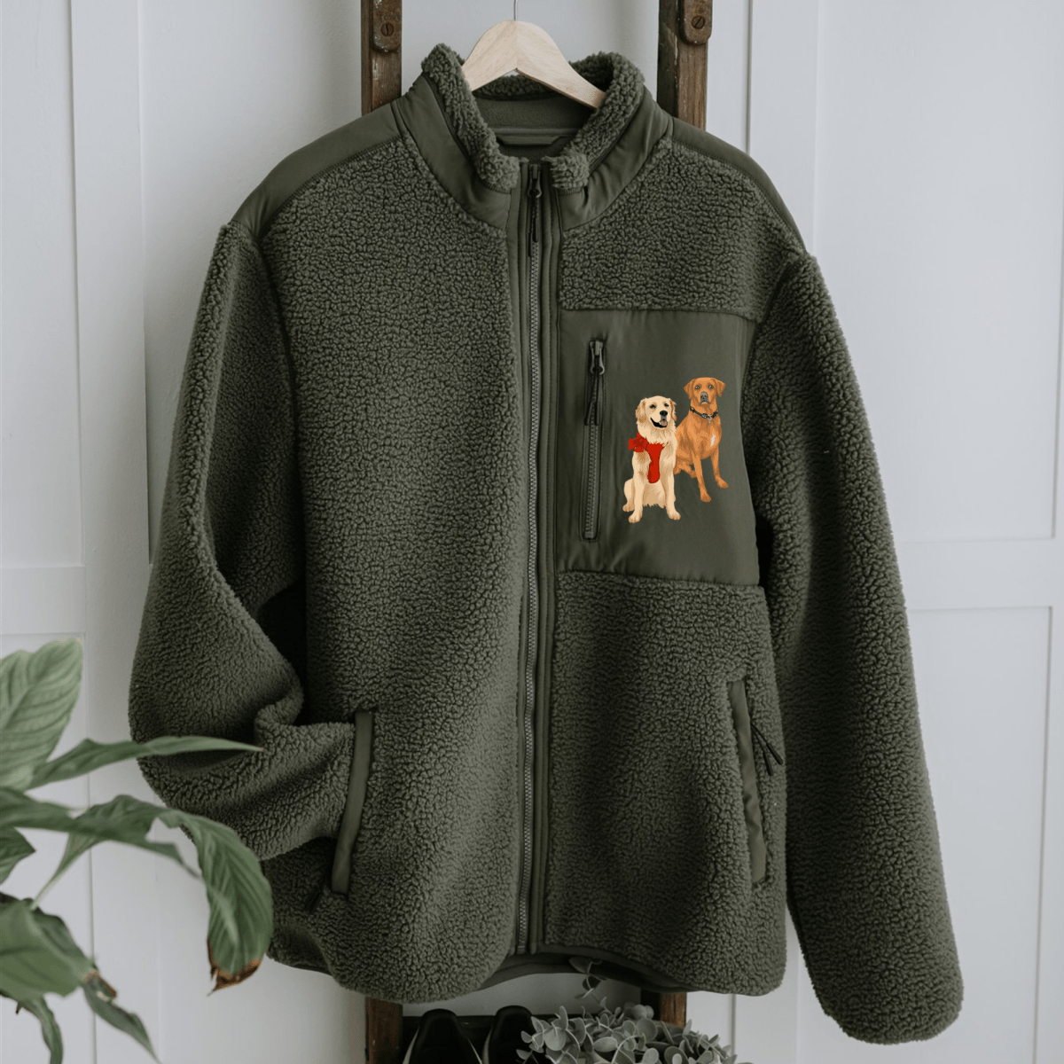 Custom Printed Pet Portrait Recycled Sherpa Jacket - Lucy and Lola Shop