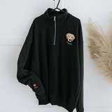 Embroidered Pet Portrait Organic Quarter Zip Sweatshirt - Lucy and Lola Shop