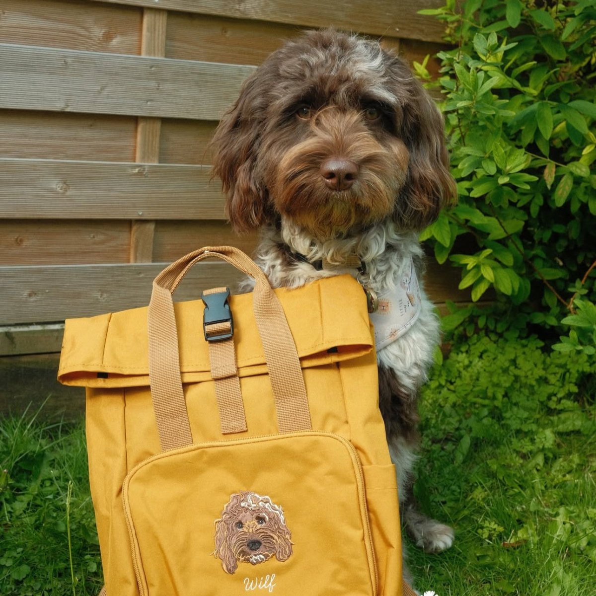 Recycled Large Embroidered Pet Portrait Backpack - Lucy and Lola Shop