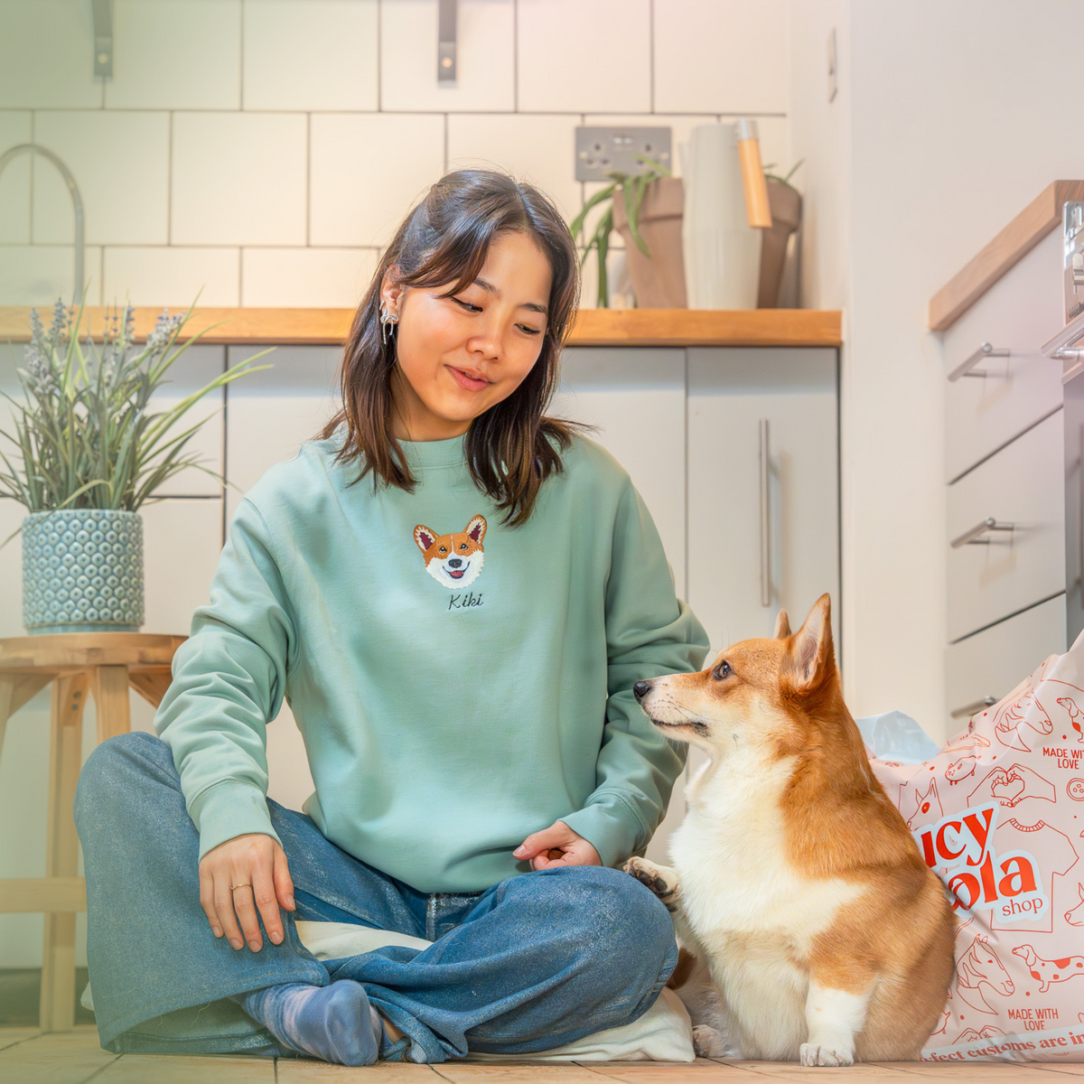 Embroidered Pet Portrait Organic Sweatshirt