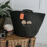 Embroidered Custom Pet Portrait Felt Toy Basket