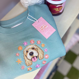 Embroidered Pet Portrait Spring Flowers Sweatshirt