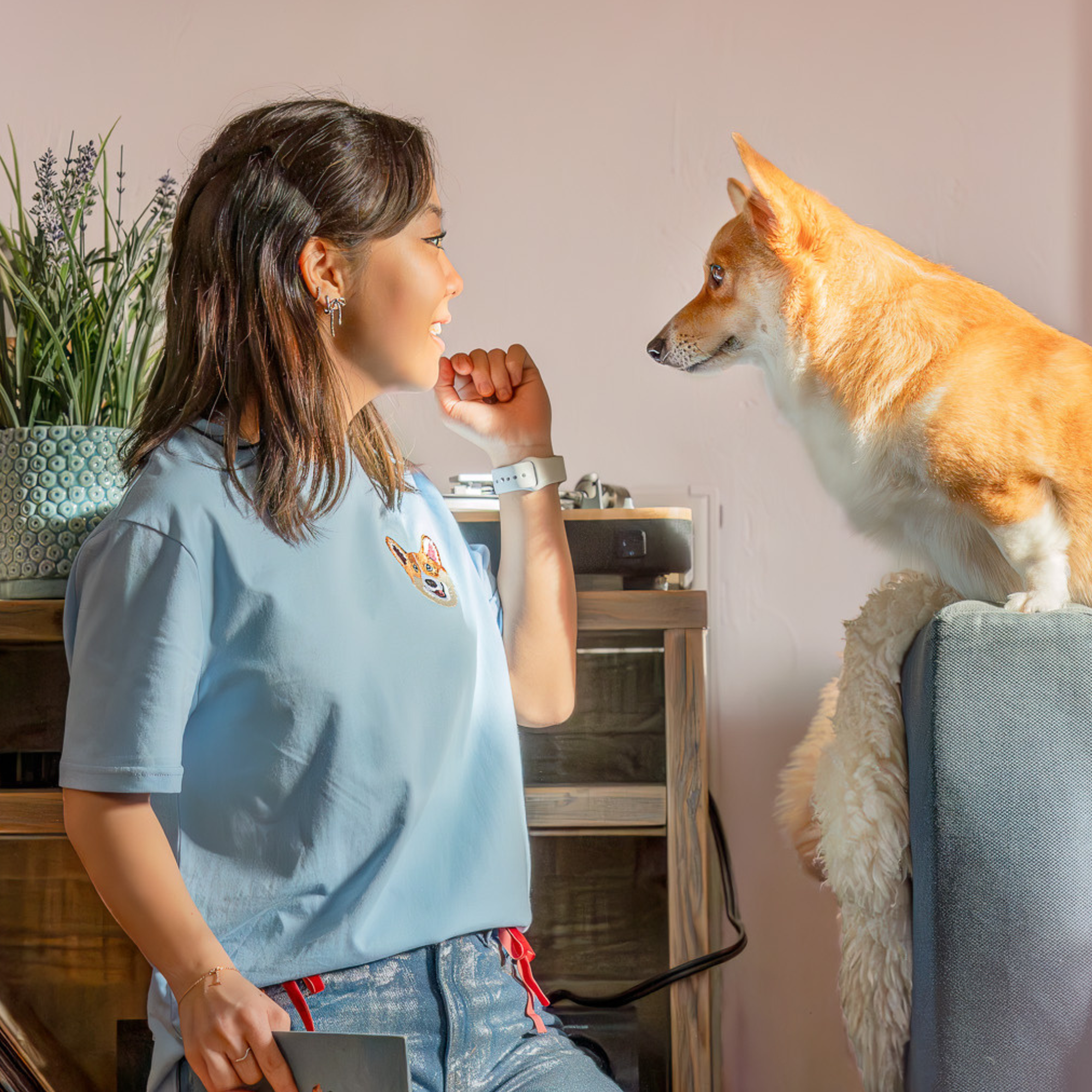 Embroidered Pet Portrait Organic T-Shirt