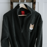 New Embroidered Pet Portrait Polar Fleece Quarter Zip Jacket