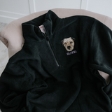 New Embroidered Pet Portrait Polar Fleece Quarter Zip Jacket