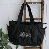 Embroidered Outline Pet Portrait Recycled Oversized Tote Bag