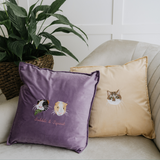 Embroidered Pet Portrait Velvet Cushion