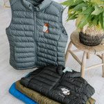 a custom embroidered dog walking gilet bodywarmer featuring a hand-drawn pet portrait, the perfect personalised pet gift for a dog mum