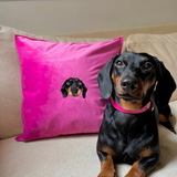 Embroidered Pet Portrait Velvet Cushion