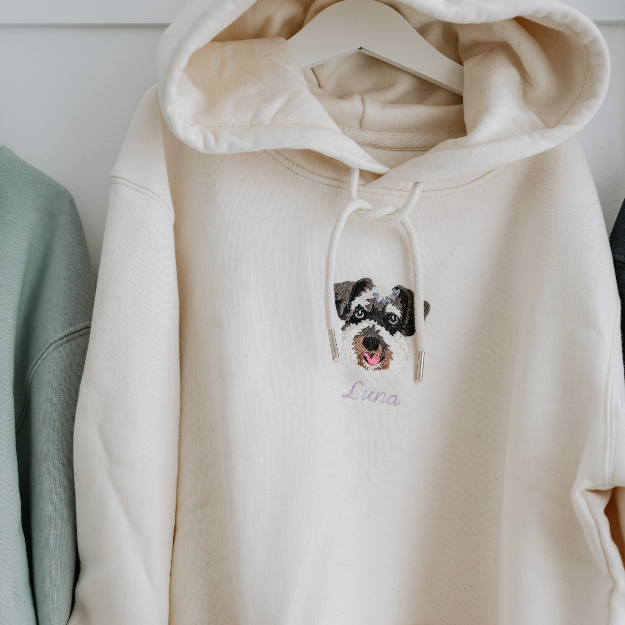 Embroidered Pet Portrait Organic Hoodie Sweatshirt