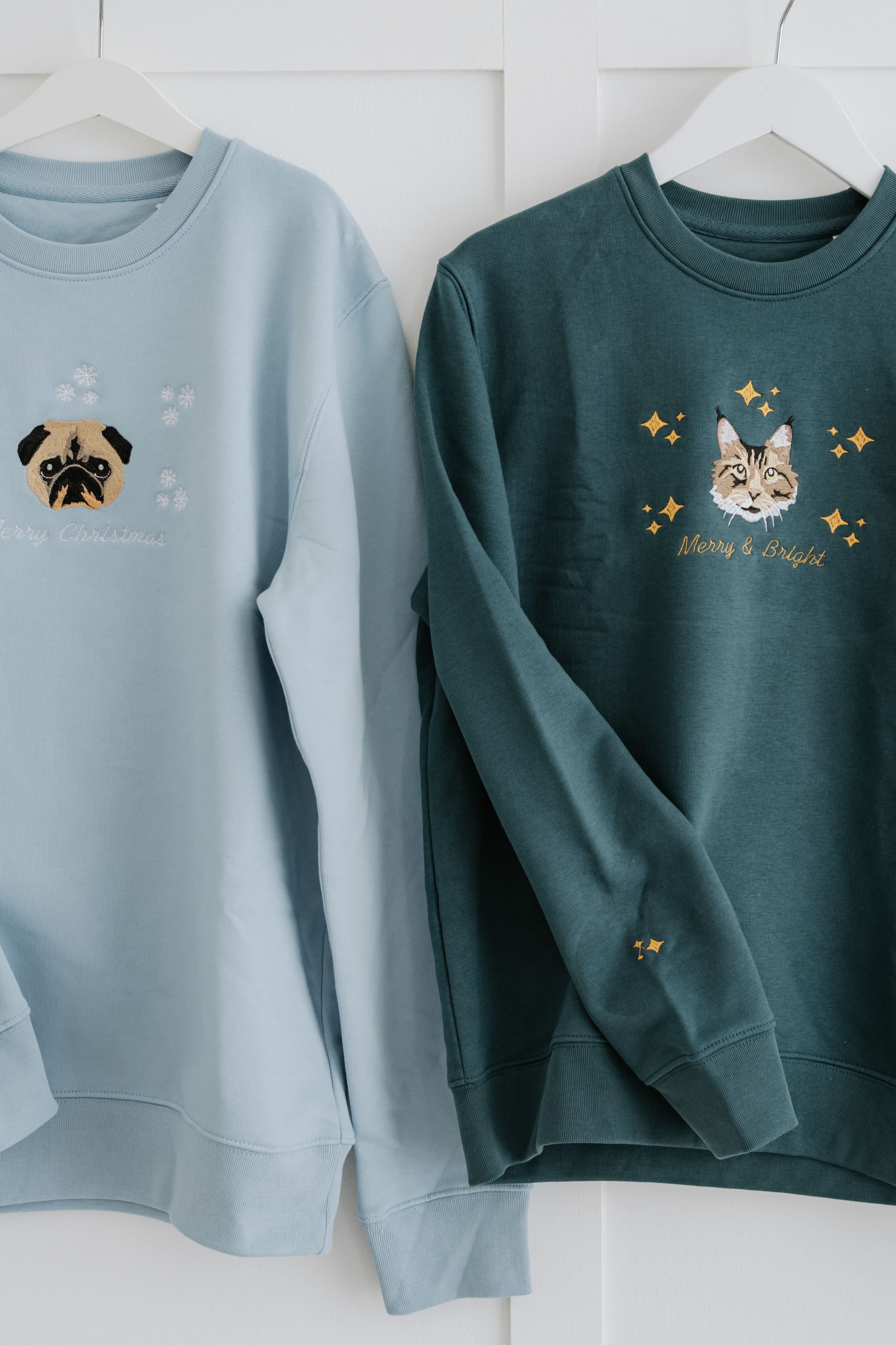 Embroidered Pet Portrait Organic Christmas Jumper Sweatshirt