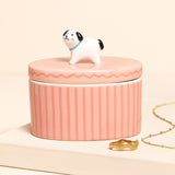 Pink Oval Dog Trinket Pot