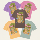 Custom Pet Portrait Printed Flower Garden T-shirt