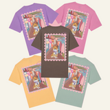 Custom Postcard Style Pet Portrait Printed Coast T-shirt