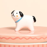 Pink Oval Dog Trinket Pot