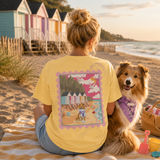 Custom Postcard Style Pet Portrait Printed Beach T-shirt