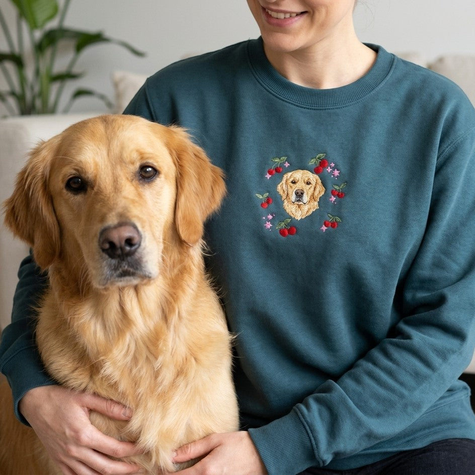 Embroidered Pet Portrait Cherry Sweatshirt
