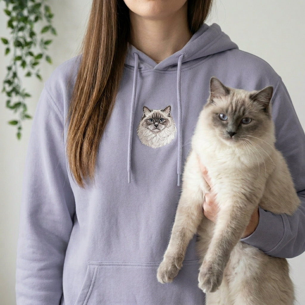 Custom Embroidered Pet Portrait Hoodie Sweatshirt
