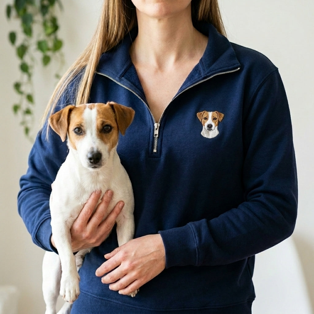Embroidered Pet Portrait Quarter Zip Sweatshirt