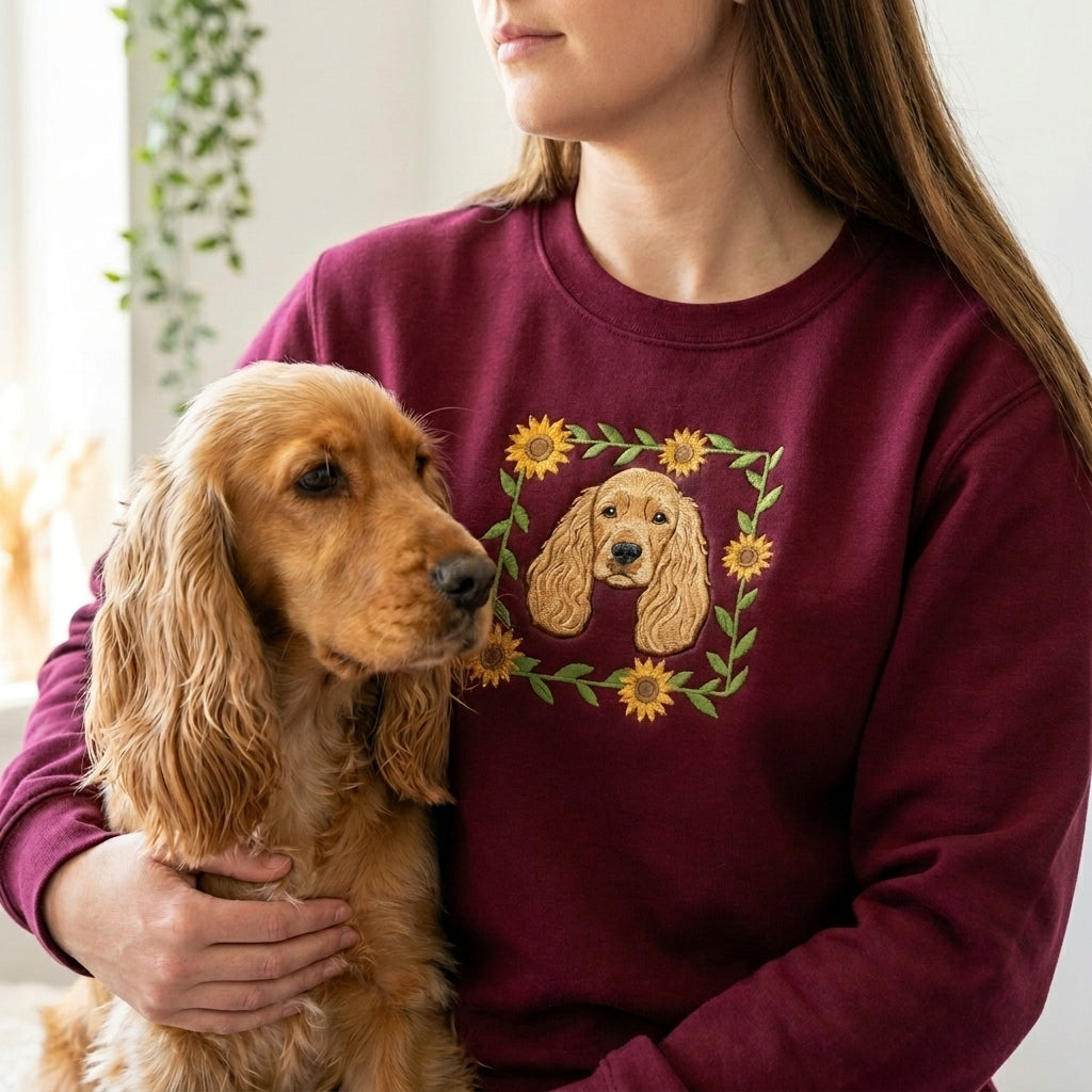 Embroidered Pet Portrait Sunflower Sweatshirt