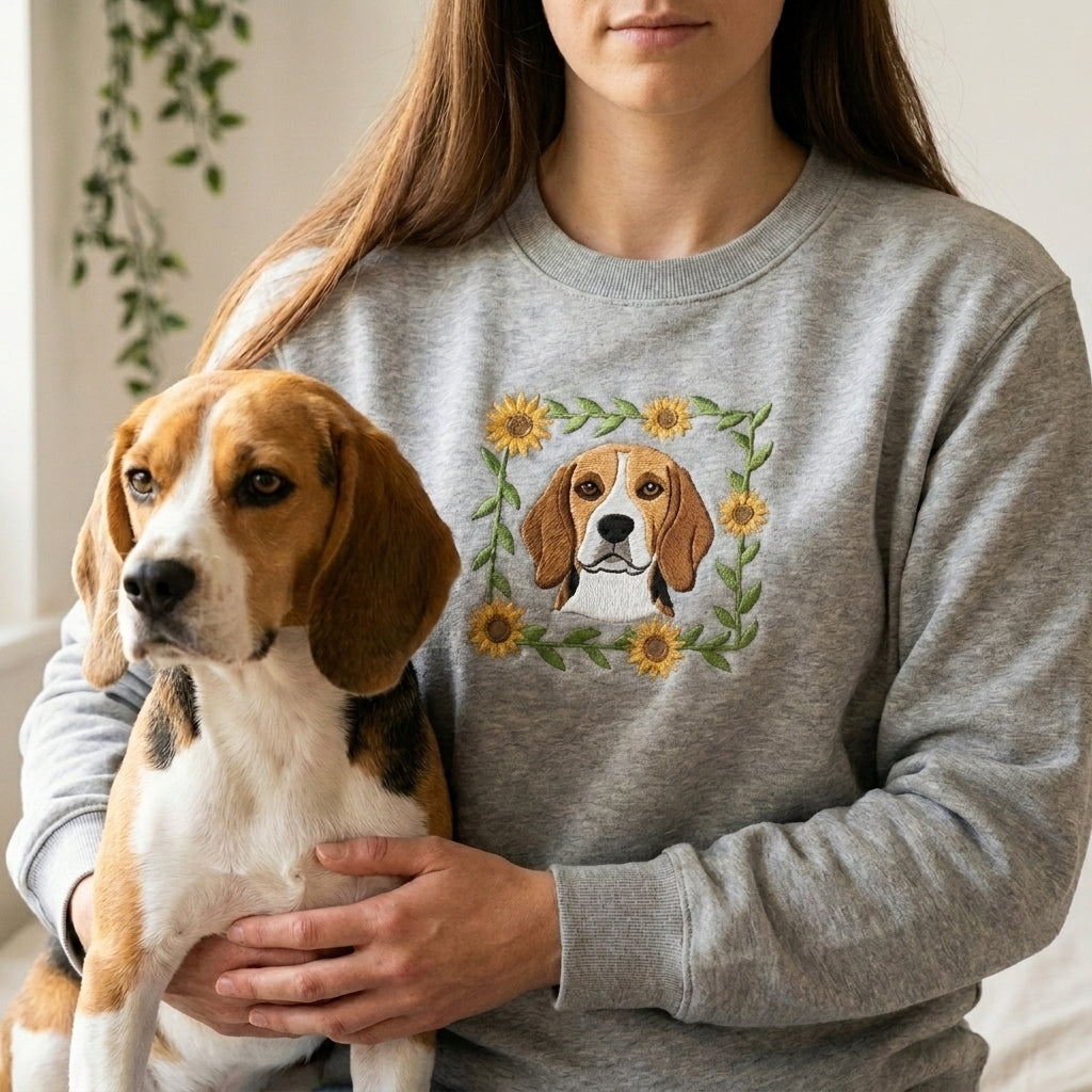 Embroidered Pet Portrait Sunflower Sweatshirt