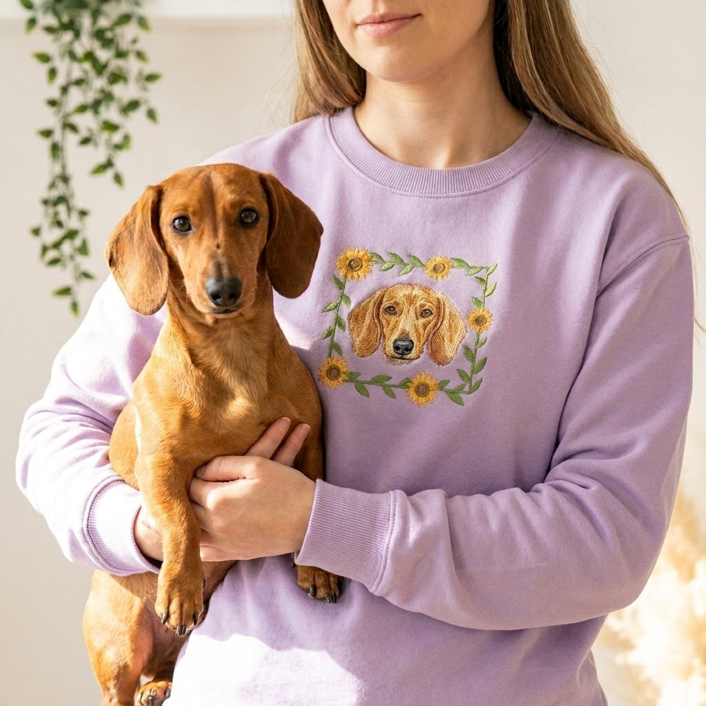 Embroidered Pet Portrait Sunflower Sweatshirt