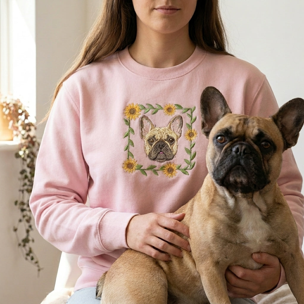 Embroidered Pet Portrait Sunflower Sweatshirt