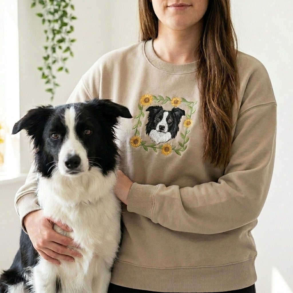 Embroidered Pet Portrait Sunflower Sweatshirt