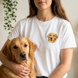 Custom Pet T-Shirt with Embroidered Portrait