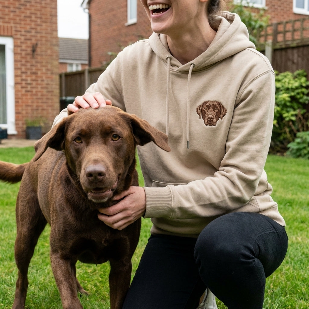 Custom Embroidered Pet Portrait Hoodie Sweatshirt