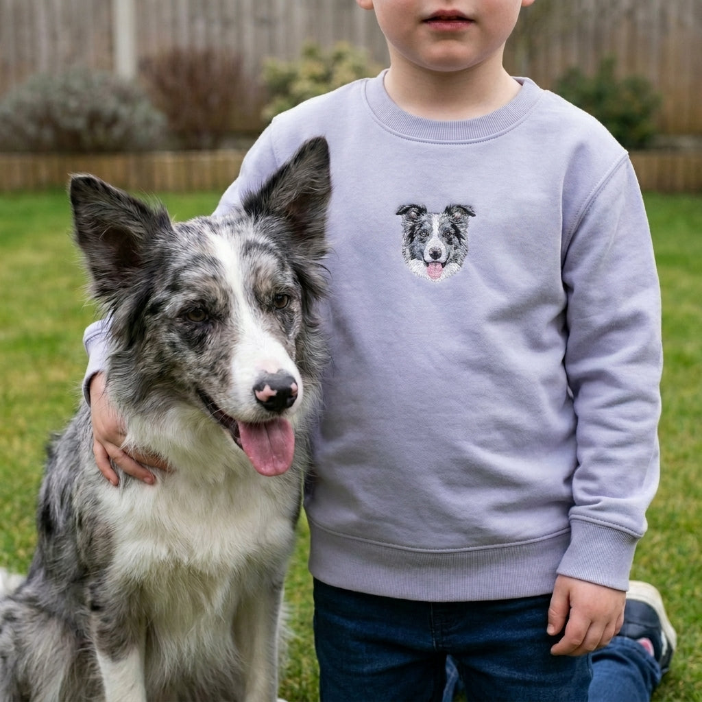 Embroidered Pet Portrait Kid's Organic Sweatshirt