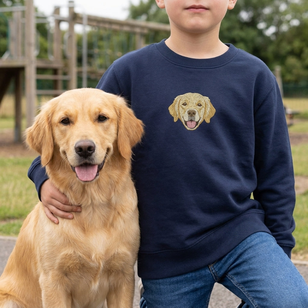 Embroidered Pet Portrait Kid's Organic Sweatshirt