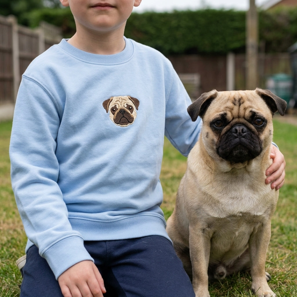 Embroidered Pet Portrait Kid's Organic Sweatshirt