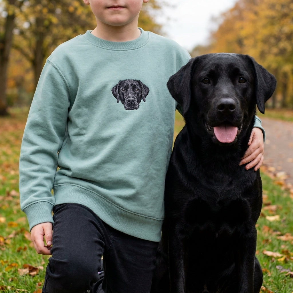 Embroidered Pet Portrait Kid's Organic Sweatshirt