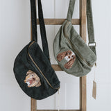 Embroidered Pet Portrait Cord Cross Body Bag
