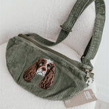 Embroidered Pet Portrait Cord Cross Body Bag