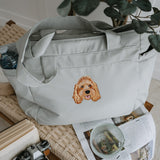 Embroidered Pet Portrait Recycled Oversized Tote Bag