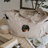 Embroidered Pet Portrait Recycled Oversized Tote Bag