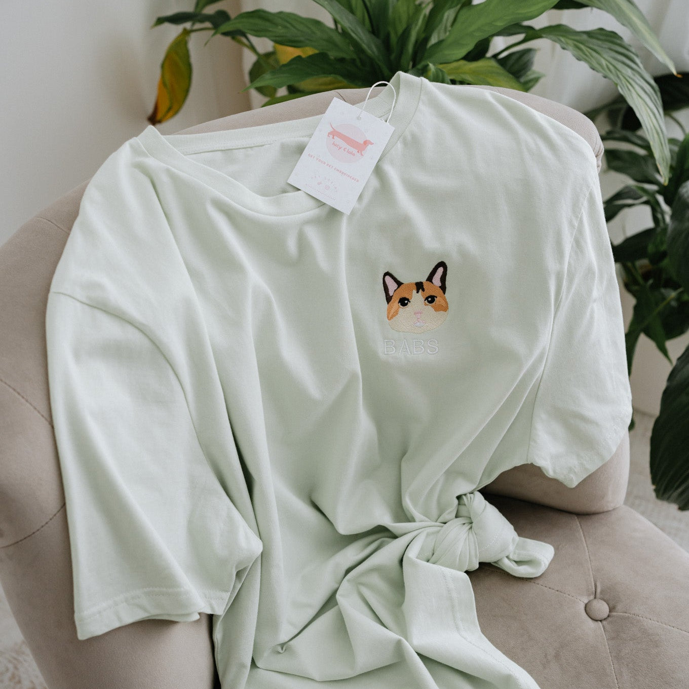 Embroidered Pet Portrait Organic Summer T-Shirt
