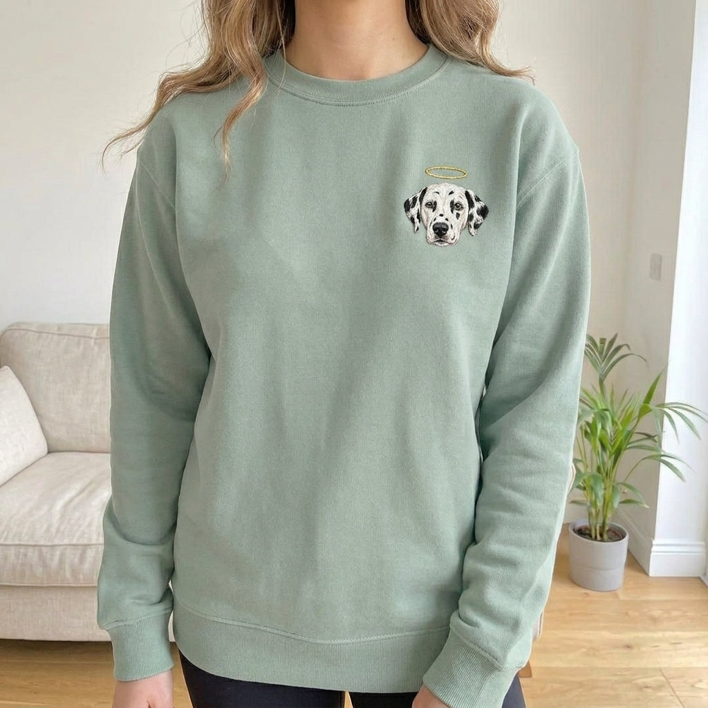 Custom Pet Memorial Sweatshirt with Embroidered Portrait
