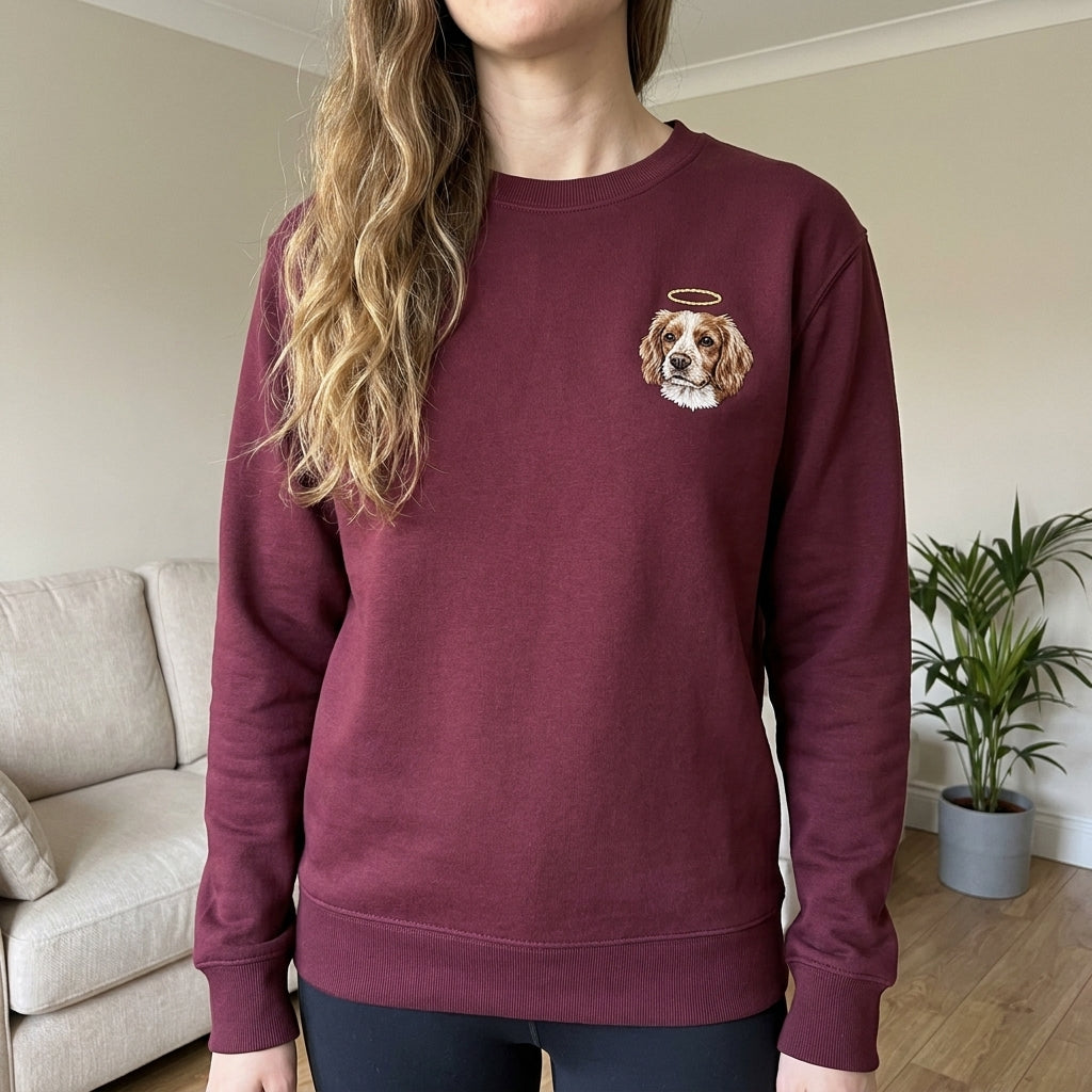 Custom Pet Memorial Sweatshirt with Embroidered Portrait