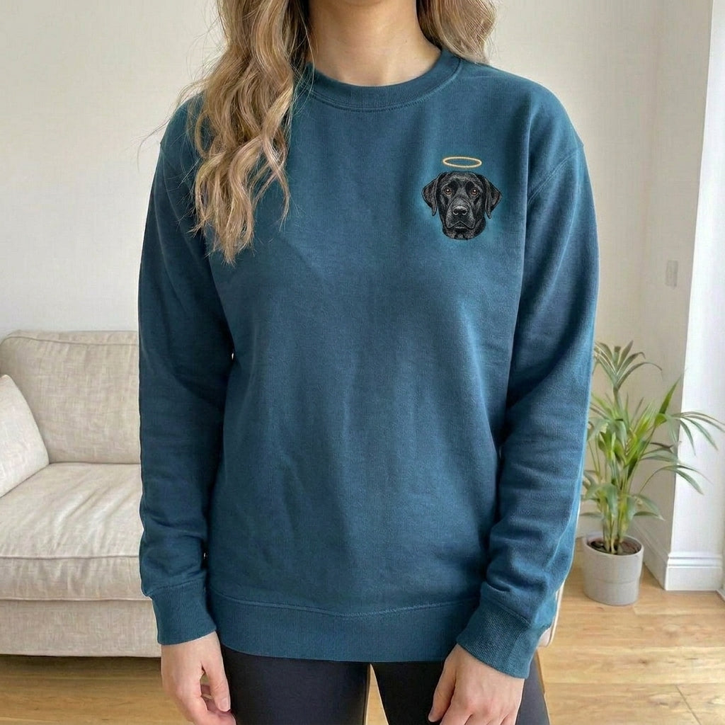 Custom Pet Memorial Sweatshirt with Embroidered Portrait