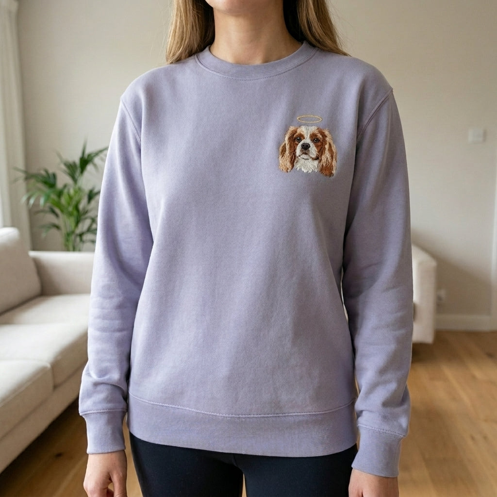 Custom Pet Memorial Sweatshirt with Embroidered Portrait