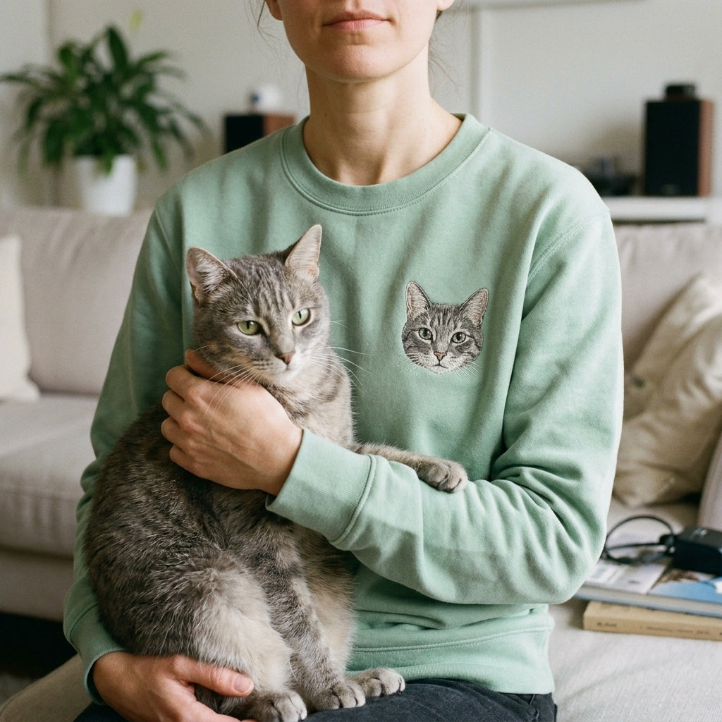 Custom Embroidered Pet Portrait Sweatshirt