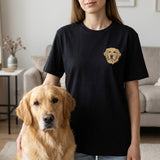 Custom Pet T-Shirt with Embroidered Portrait