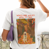 Printed Pet Portrait Autumn Walks Organic T-Shirt