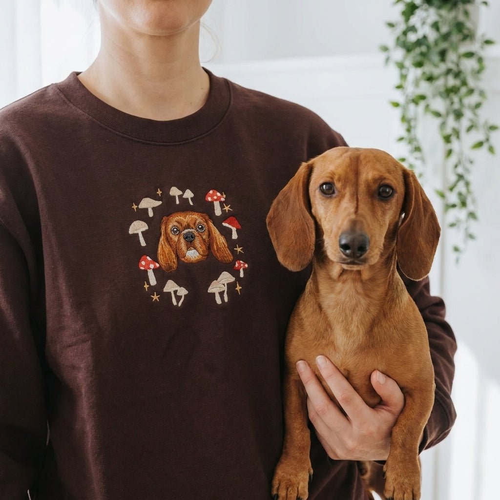 Custom Autumn Design Embroidered Pet Portrait Organic Sweatshirt - Lucy and Lola Shop