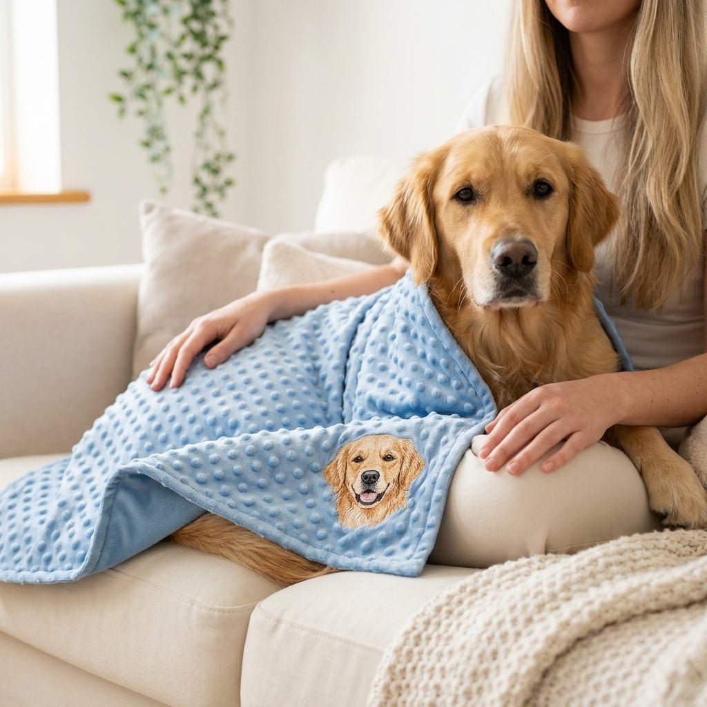 Custom Embroidered Custom Pet Portrait Pet Blanket - Lucy and Lola Shop