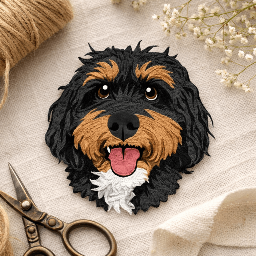 Custom Embroidered Pet Portrait Badge - Lucy and Lola Shop