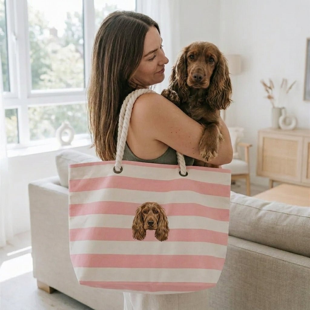 Custom Embroidered Pet Portrait Beach Bag - Lucy and Lola Shop